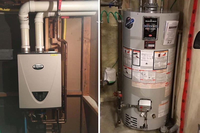 furnace and hot water tank